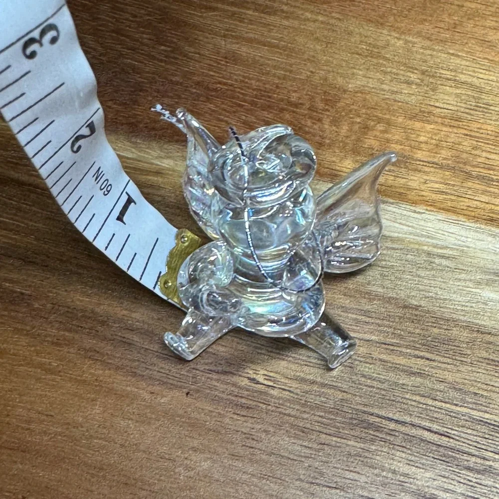 Iridescent Blown Glass Angel Ornament Mini Cherub Figurine Suncatcher Clear